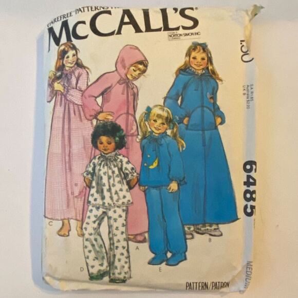 McCalls 6485 Pattern Nightgown Girls 8 Medium Vintage Modest Cozy Timeless - Picture 2 of 6